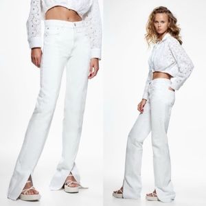 White split straight jeans